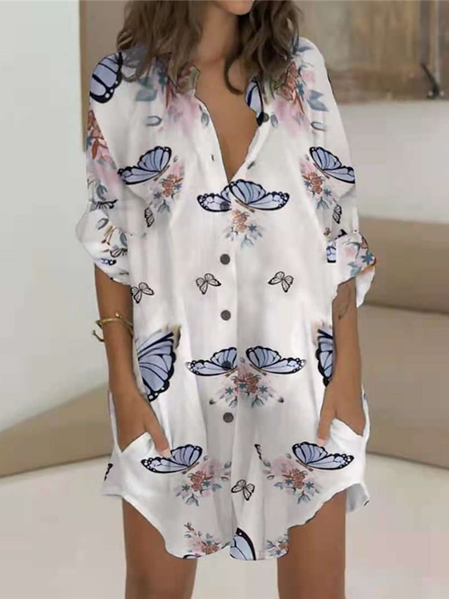 Womens Clothing Womens Sleep & Lounge | Womens Loungewear Nightgown Butterfly Graphic Prints Fashion Comfort Home Street Polyest