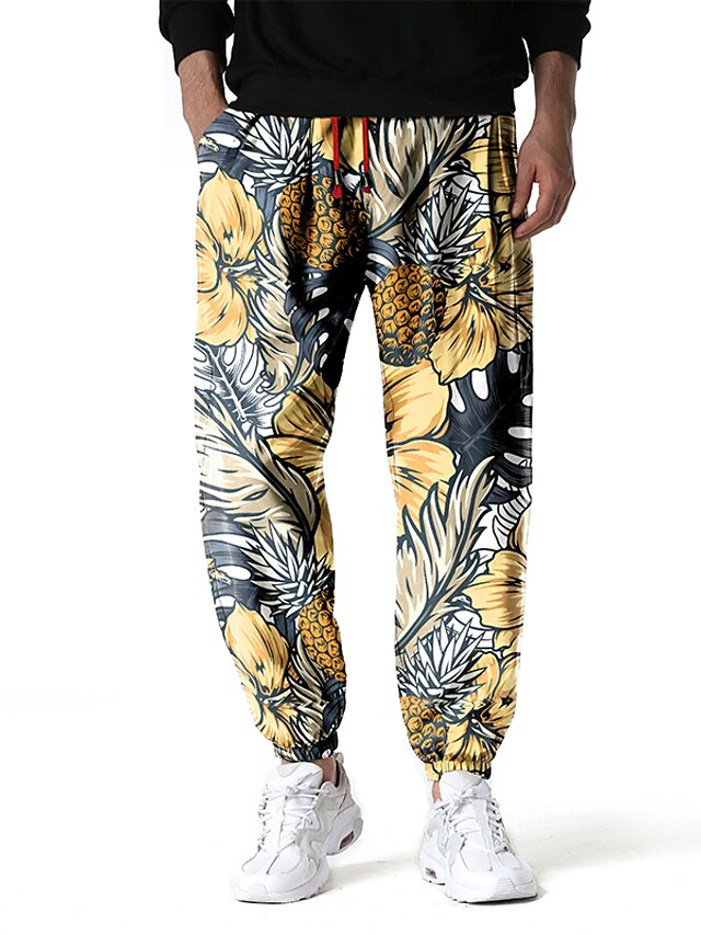 Mens Clothing Mens Bottoms | Mens Chino Chinos Print Full Length Pants Casual Micro-elastic Graphic Mid Waist Yellow S M L XL XX