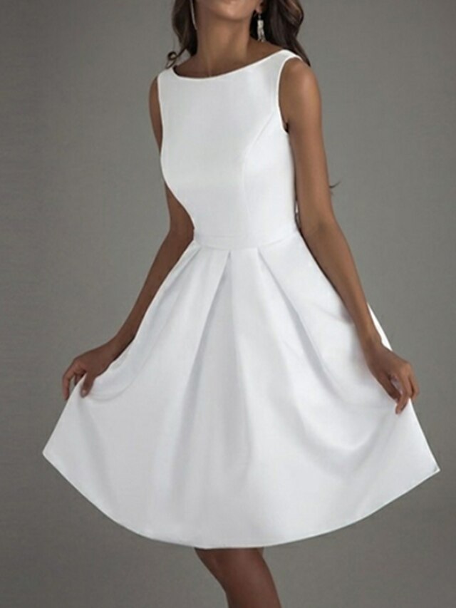 Boat neck sleeveless below knee length lined dress main image 0