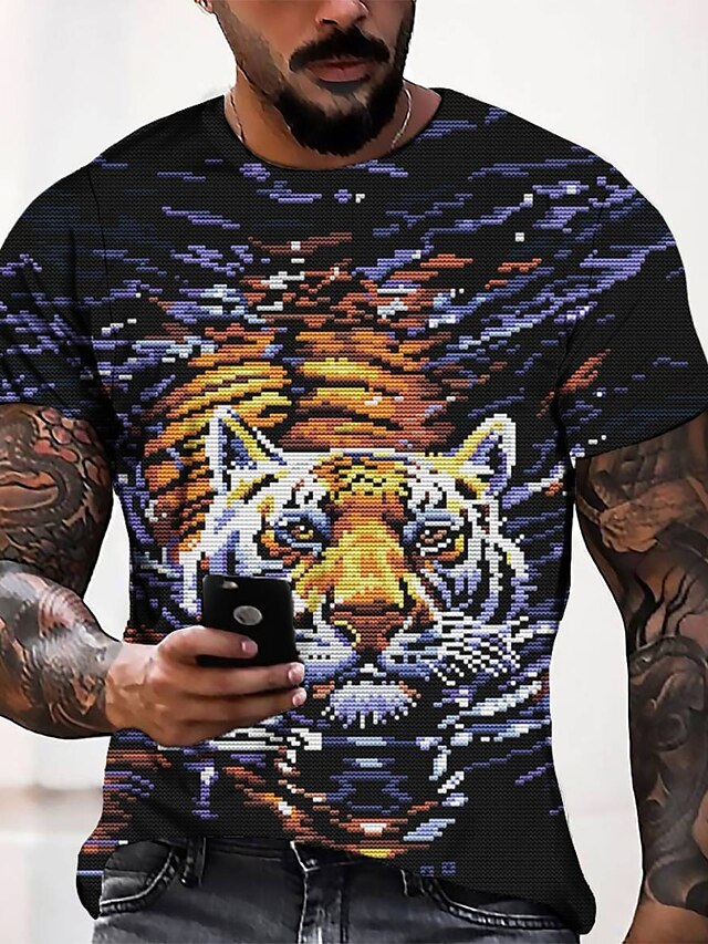 Mens Clothing Mens Tees & Tank Tops | Mens Tee T shirt Tee 3D Print Graphic Round Neck Casual Daily 3D Print Short Sleeve Tops F