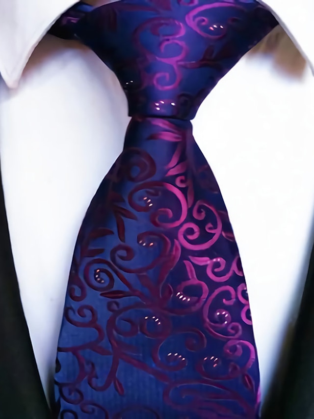 DQT Woven Polka Dot Purple Formal Casual Mens Classic Tie 