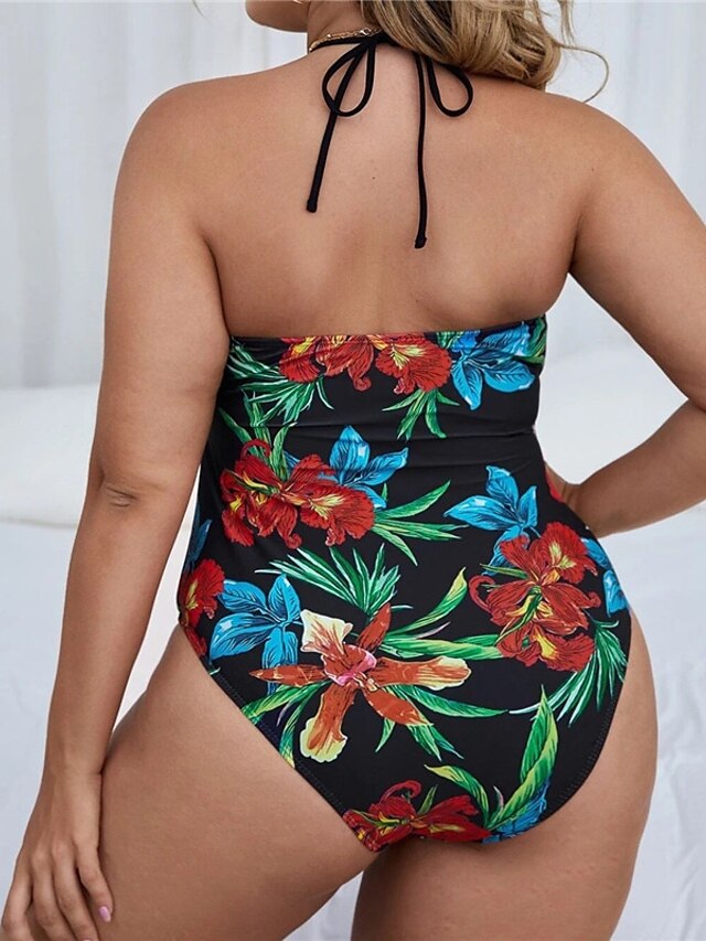 Womens Clothing Womens Swimwear | Womens Swimwear One Piece Monokini Bathing Suits Plus Size Swimsuit Open Back Printing High Wa