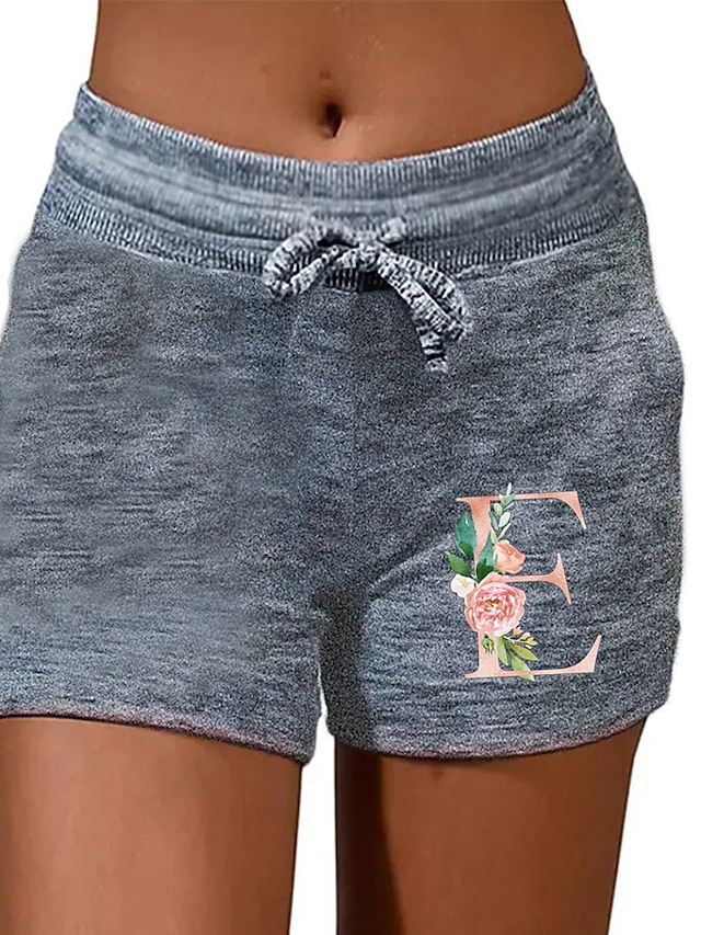 Womens Clothing Womens Bottoms | Womens Casual / Sporty Athleisure Shorts Drawstring Print Short Pants Casual Weekend Micro-elas