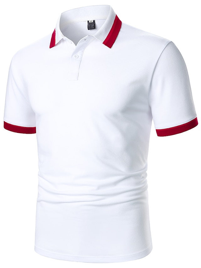  Hombre POLO Camisa para Vestido Camisa Camiseta de golf Camisa casual Geometría Cuello Americano Blanco Print Exterior Casual Manga Corta Bloque de Color Abotonar Ropa Moda Sencillo Bloque de Color