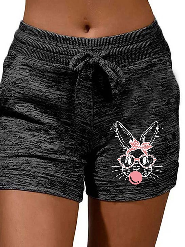 Womens Clothing Womens Bottoms | Womens Casual / Sporty Athleisure Shorts Drawstring Print Short Pants Casual Weekend Micro-elas