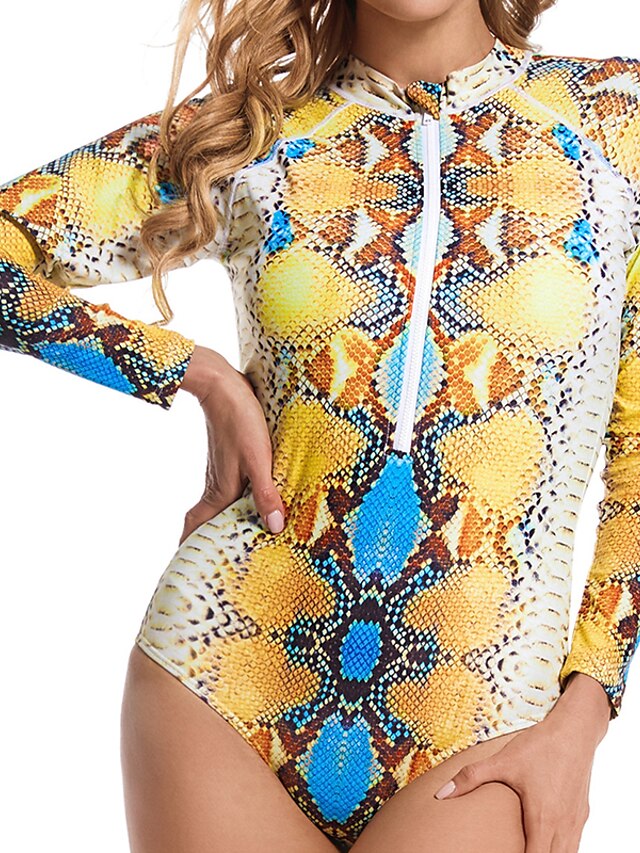 Womens Clothing Womens Swimwear | Womens Swimwear One Piece Monokini Bathing Suits Normal Swimsuit Printing Snake Skin Pattern Y