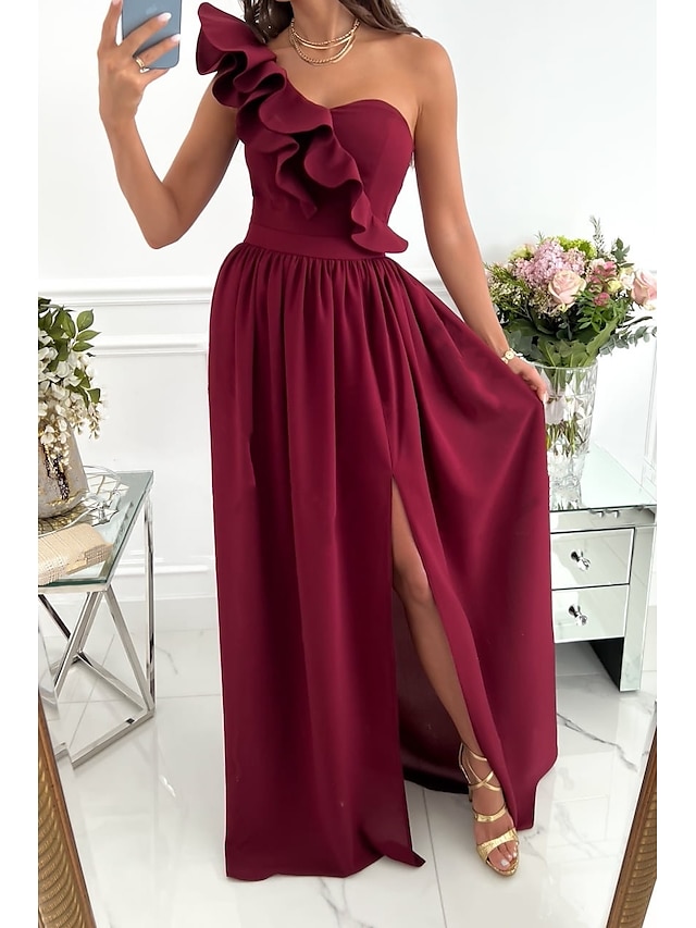 Womens Clothing Womens Dresses | Womens Swing Dress Maxi long Dress Green White Black Wine Red Beige Sleeveless Pure Color Patch