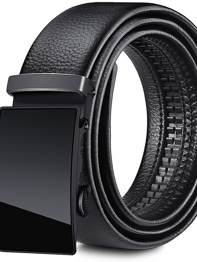  Homme Ceinture en similicuir Ceinture de Robe Ceinture à cliquet Ceinture décontractée Boîte Boucle Noir Blanche Faux Cuir Mode Entreprise Grande occasion Travail du quotidien Vacances