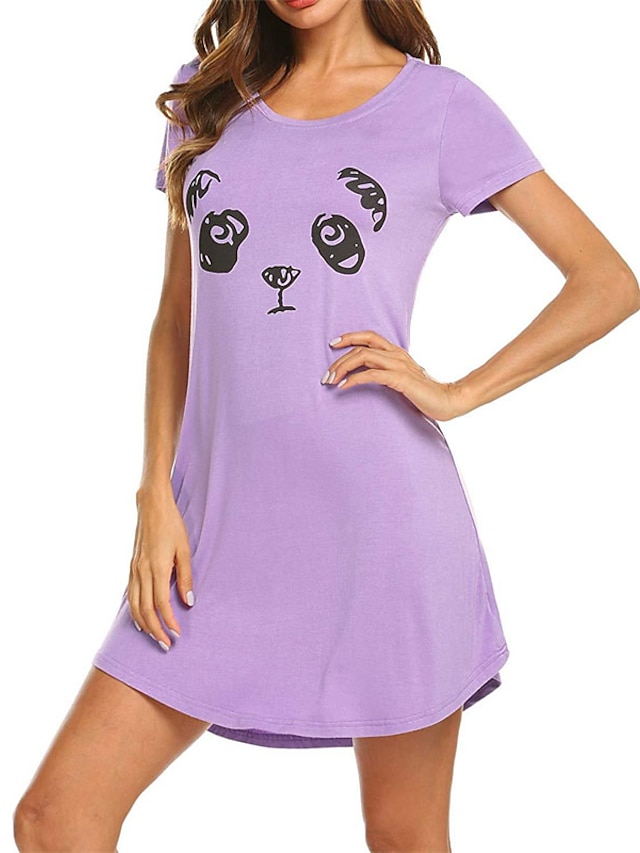 Womens Clothing Womens Sleep & Lounge | Womens Pajamas Nightgown Cartoon Panda Comfort Home Daily Cotton Blend Crew Neck Short S