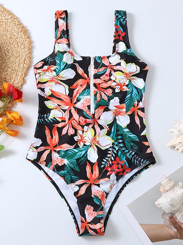 Womens Clothing Womens Swimwear | Womens Swimwear One Piece Monokini Bathing Suits Normal Swimsuit Open Back Zipper Printing Hig