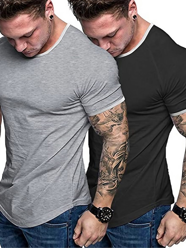  hommes 2 pack muscle chemise musculation gym entraînement chemise à manches courtes tee