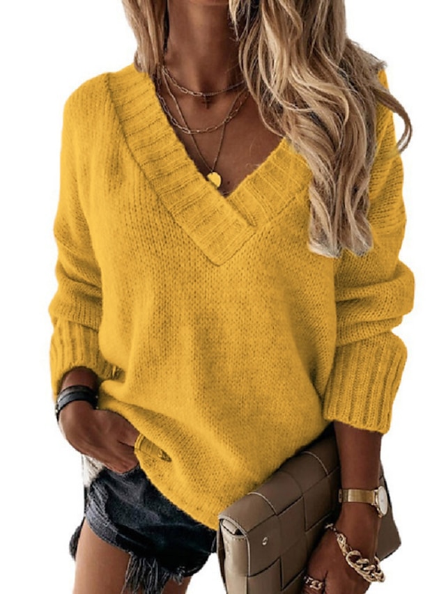 Womens Clothing Sweaters & Cardigans | Womens Sweater Solid Color Casual Long Sleeve Loose Sweater Cardigans V Neck Fall Winter 