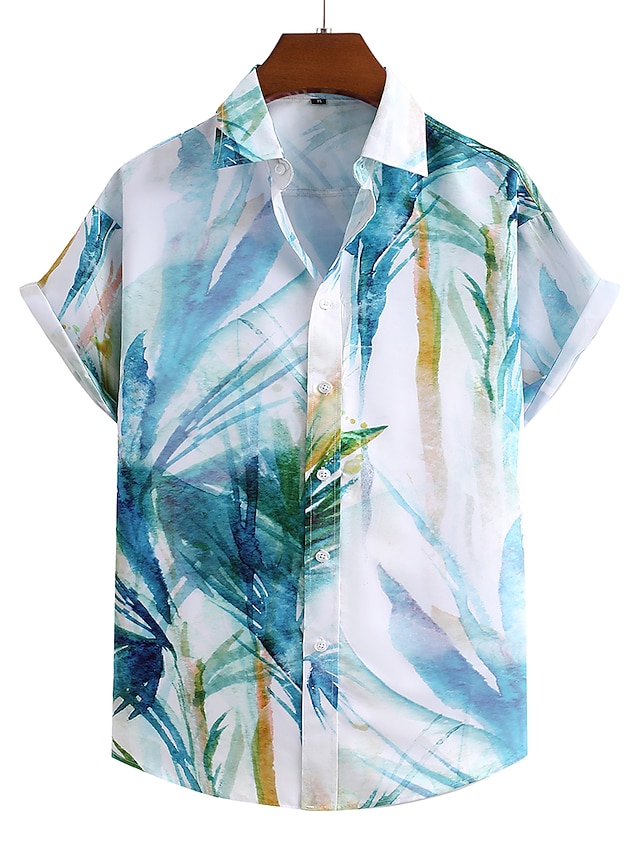 Chemise Plage Tropicale Chemise Hawaïenne Homme - Imprimé Tropical Manches Courtes Chemise Décontractée Polyester