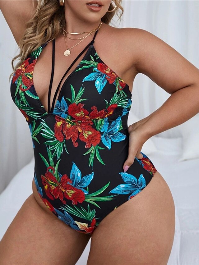 Womens Clothing Womens Swimwear | Womens Swimwear One Piece Monokini Bathing Suits Plus Size Swimsuit Open Back Printing High Wa