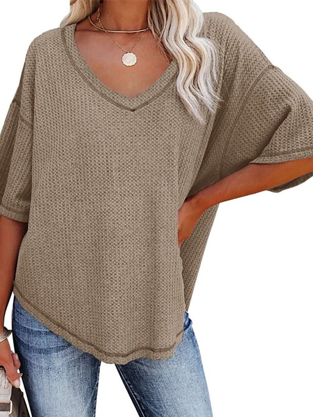 Womens Clothing Sweaters & Cardigans | Womens Pullover Sweater Jumper Ribbed Knit Knitted Pure Color V Neck Stylish Casual Daily