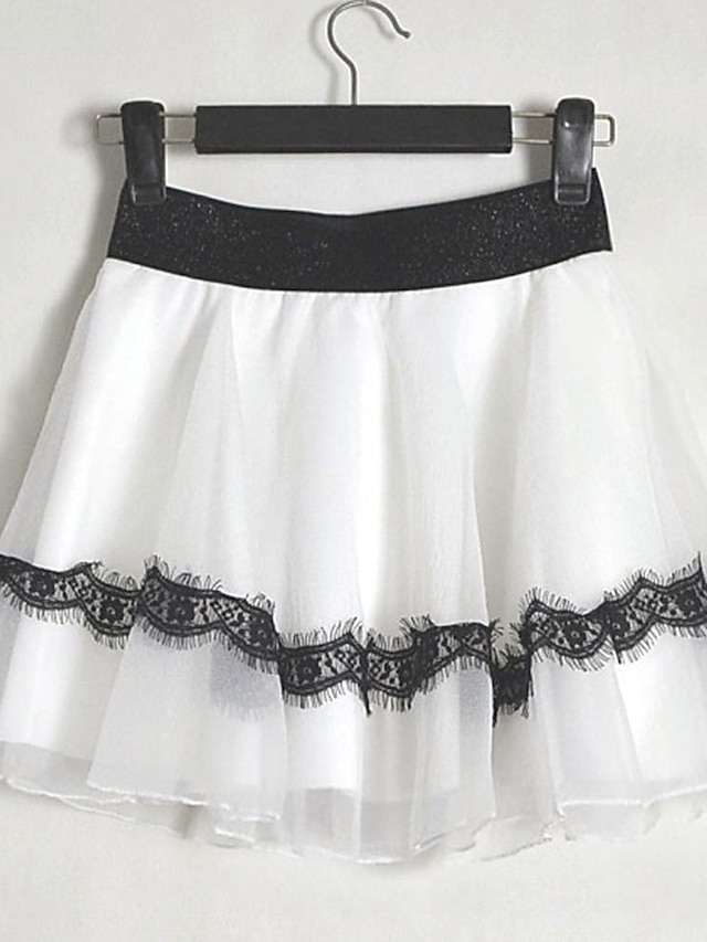 Womens Clothing Womens Bottoms | Womens Fashion Skirts Carnival Homecoming Solid Colored Lace White Black Gray One-Size - SP5697