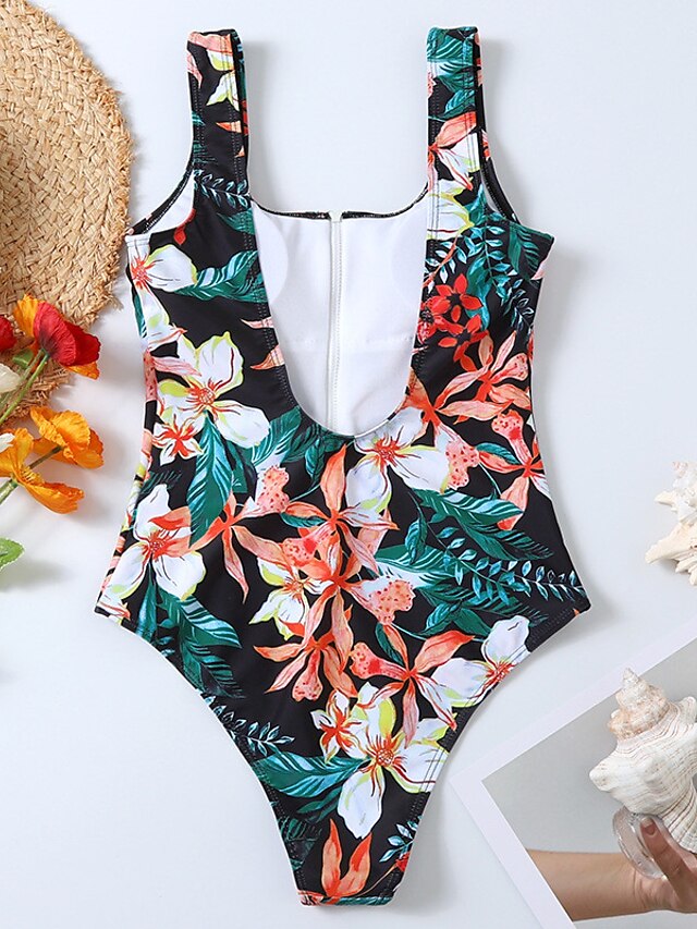 Womens Clothing Womens Swimwear | Womens Swimwear One Piece Monokini Bathing Suits Normal Swimsuit Open Back Zipper Printing Hig