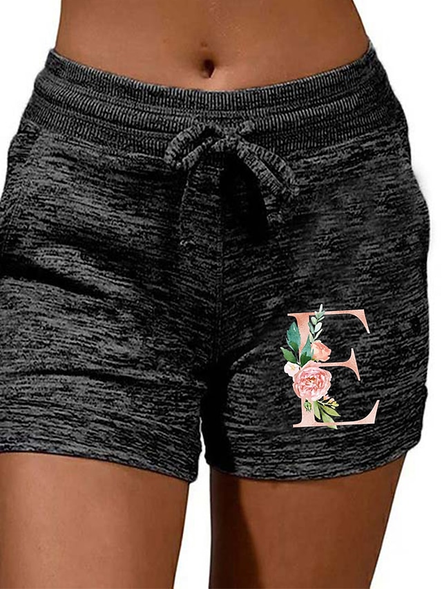 Womens Clothing Womens Bottoms | Womens Casual / Sporty Athleisure Shorts Drawstring Print Short Pants Casual Weekend Micro-elas