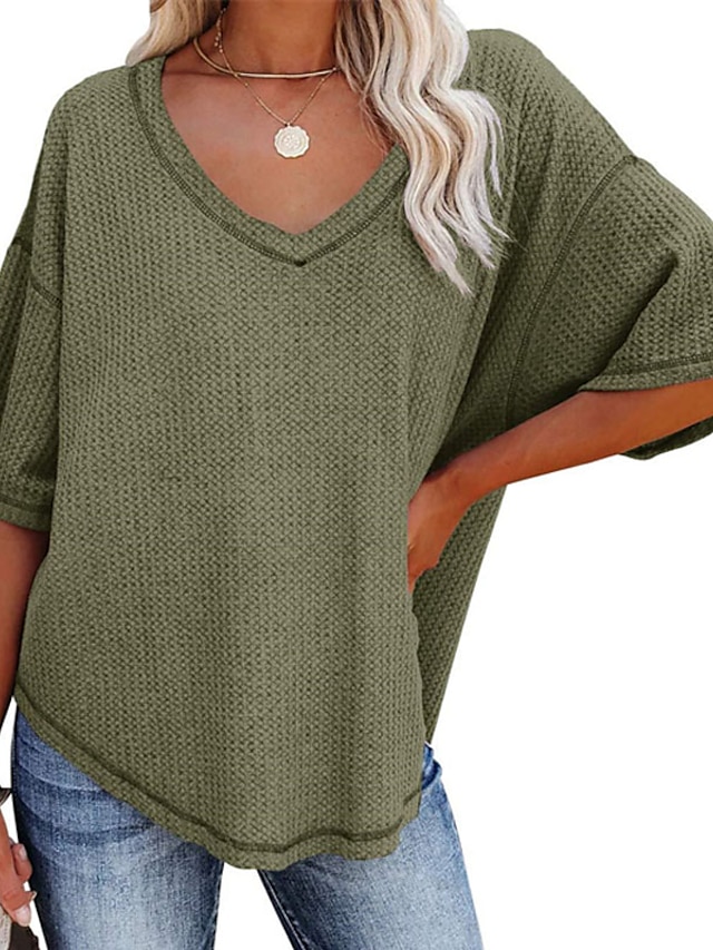 Womens Clothing Sweaters & Cardigans | Womens Pullover Sweater Jumper Ribbed Knit Knitted Pure Color V Neck Stylish Casual Daily