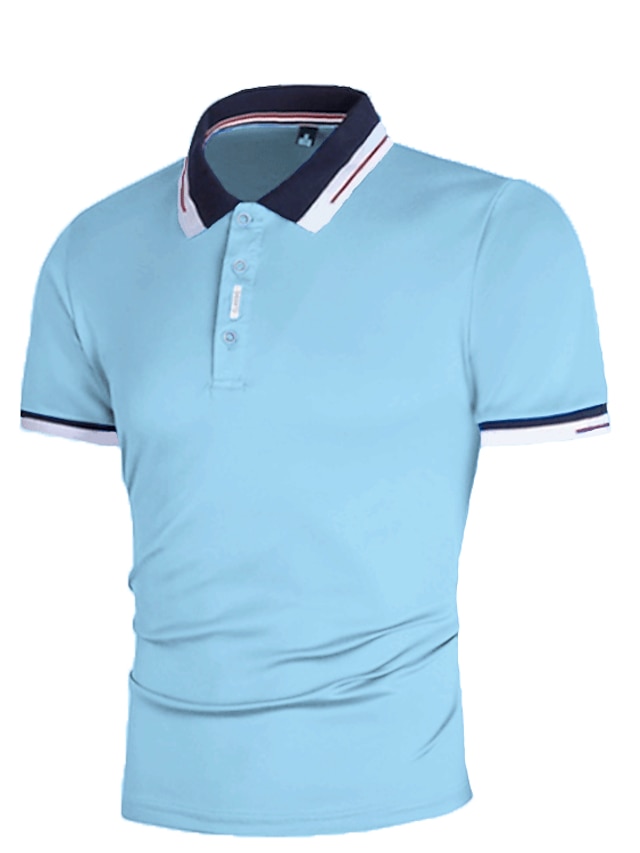  Men's Collar Polo Shirt Golf Shirt Casual Summer Short Sleeve Blue Orange Dark Gray Red Navy Blue Light Blue Color Block Turndown Outdoor Casual Clothing Clothes Casual