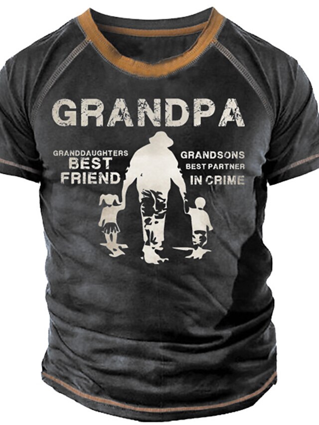  Bărbați Scrisă Imprimeu Grafic Tricou Tricouri amuzante Tricou bunicul Manșon scurt Tricou Tipărire 3D Stil Nautic Cămașă Epocă Sport Designer În aer liber Stradă Zilnic Galben Bleumarin Trifoi Vară