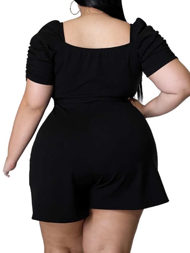 Womens Clothing Plus Size Collection | Womens Plus Size Jumpsuit Pleated Solid Color Casual Streetwear Daily Back to School Natu