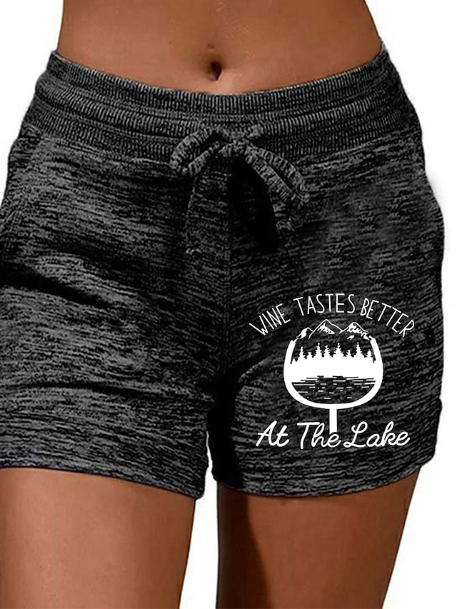 Womens Clothing Womens Bottoms | Womens Casual / Sporty Athleisure Shorts Drawstring Print Short Pants Casual Weekend Micro-elas