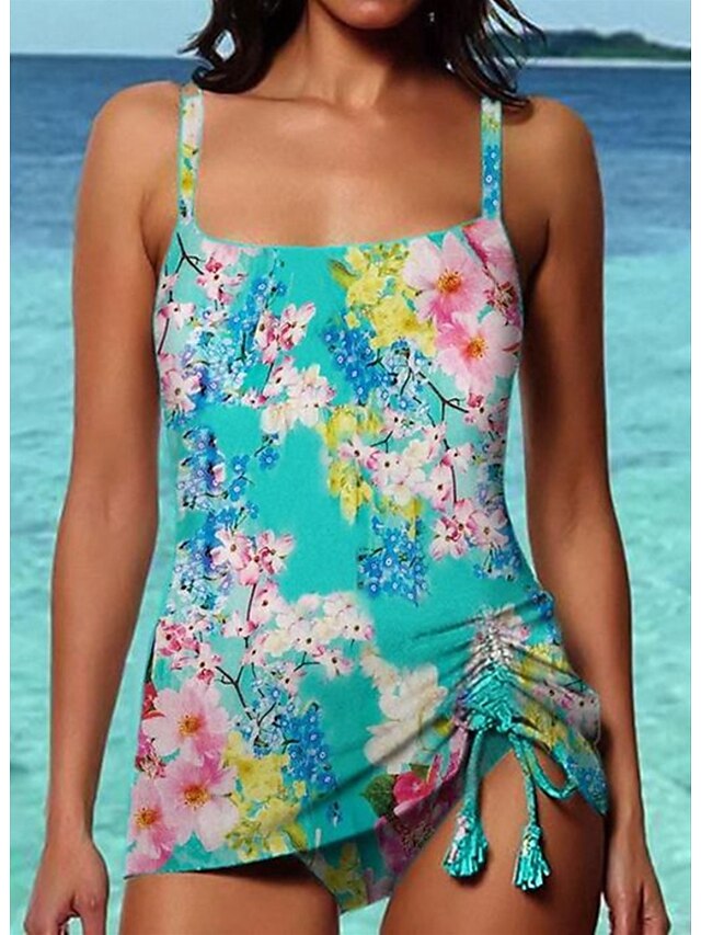 Women's Swimwear Tankini 2 Piece Normal Swimsuit High Waisted Floral ...