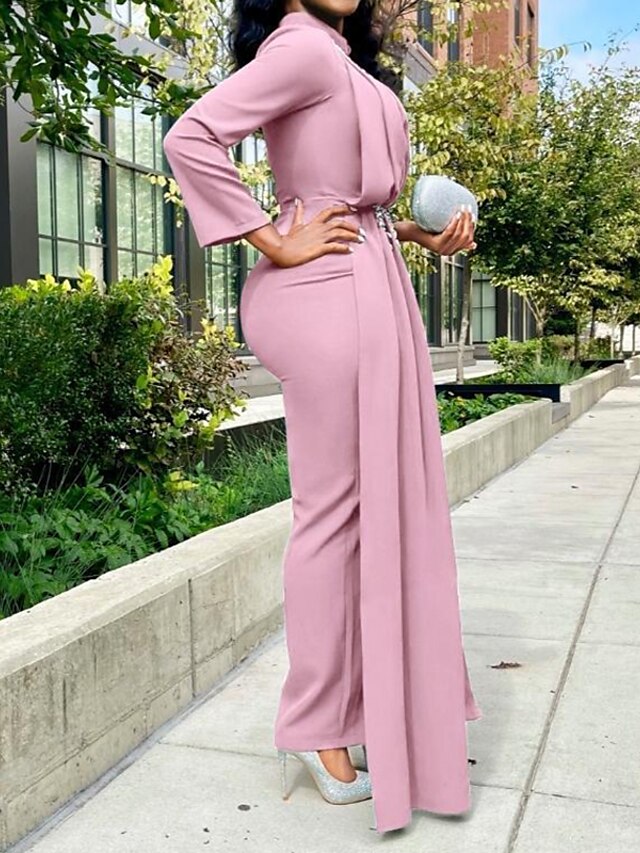 Womens Clothing Plus Size Collection | Womens Plus Size Party Dress Solid Color Round Neck Long Sleeve Spring Summer Prom Dress 