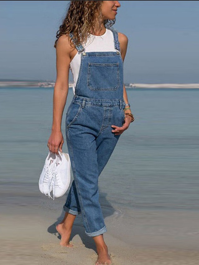  Mulheres Jeans Calças Denim Cintura Média Comprimento total Preto Primavera / Outono / Inverno / Verão
