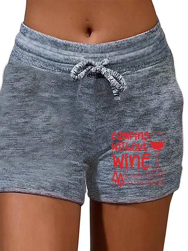 Womens Clothing Womens Bottoms | Womens Casual / Sporty Athleisure Shorts Drawstring Print Short Pants Casual Weekend Micro-elas