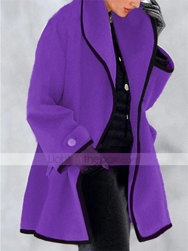 Women's Coat Office Dailywear Casual Winter Fall Long Coat Warm Basic ...