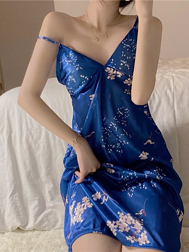 Womens Clothing Womens Sleep & Lounge | Womens Pajamas Nightgown Flower Fashion Comfort Home Street Ice Silk Straps Sleeveless S