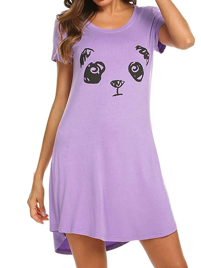 Womens Clothing Womens Sleep & Lounge | Womens Pajamas Nightgown Cartoon Panda Comfort Home Daily Cotton Blend Crew Neck Short S