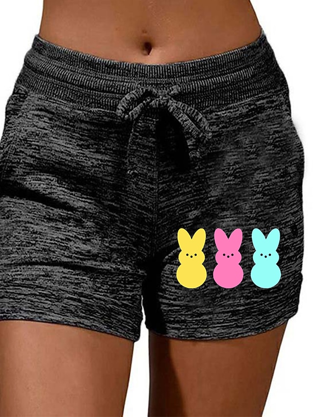 Womens Clothing Womens Bottoms | Womens Casual / Sporty Athleisure Shorts Drawstring Print Short Pants Casual Weekend Micro-elas