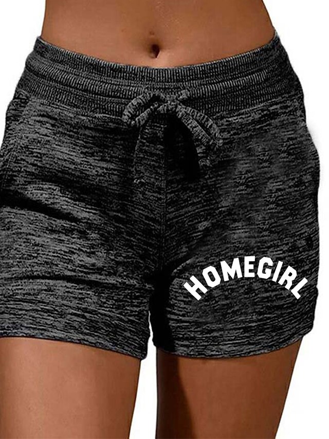 Womens Clothing Womens Bottoms | Womens Casual / Sporty Athleisure Shorts Drawstring Print Short Pants Casual Weekend Micro-elas