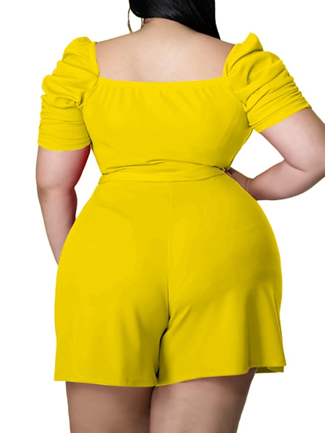 Womens Clothing Plus Size Collection | Womens Plus Size Jumpsuit Pleated Solid Color Casual Streetwear Daily Back to School Natu