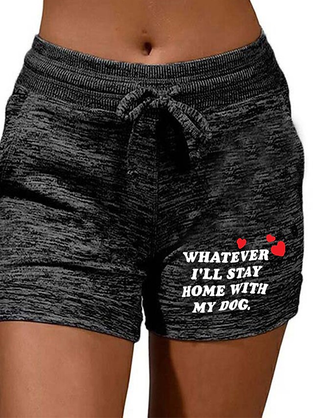 Womens Clothing Womens Bottoms | Womens Casual / Sporty Athleisure Shorts Drawstring Print Short Pants Casual Weekend Micro-elas