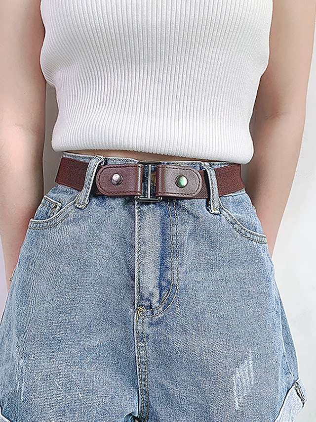 Womens Clothing Womens Accessories | Womens Waist Belt Daily Work Coffee Black Belt Pure Color - HP25572