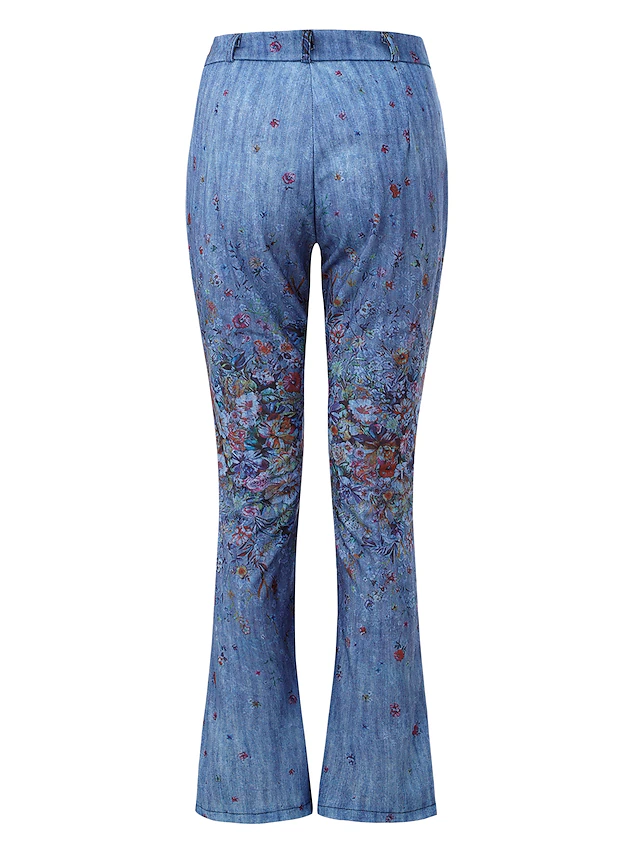Women's Jeans Normal Faux Denim Flower / Floral 1 2 Fashion High Waist ...