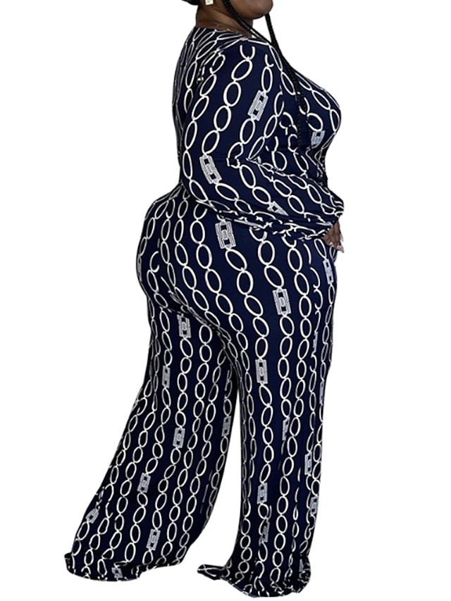 Womens Clothing Plus Size Collection | Womens Plus Size Pants Jumpsuit Geometric Pattern Casual Streetwear Casual Daily Natural 