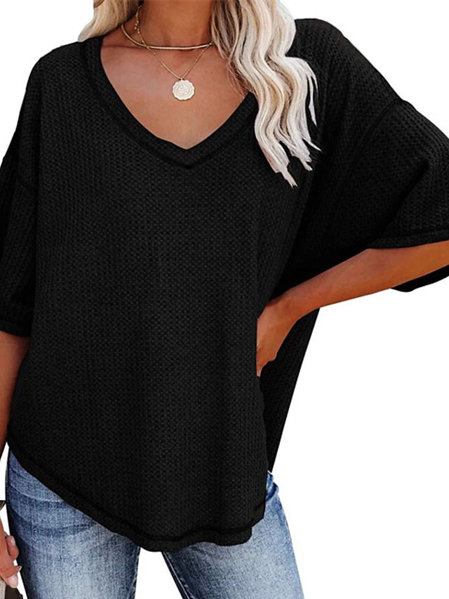 Womens Clothing Sweaters & Cardigans | Womens Pullover Sweater Jumper Ribbed Knit Knitted Pure Color V Neck Stylish Casual Daily