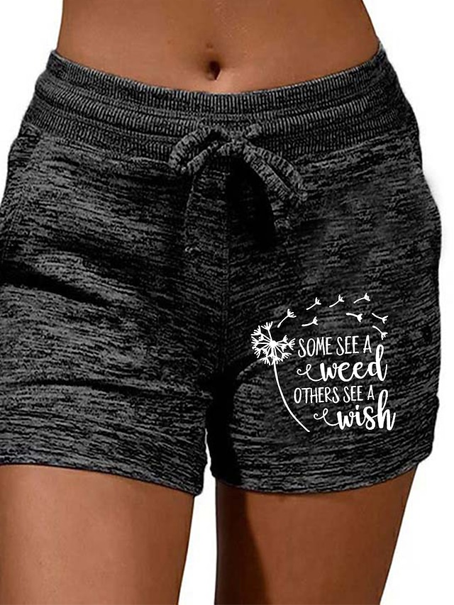 Womens Clothing Womens Bottoms | Womens Casual / Sporty Athleisure Shorts Drawstring Print Short Pants Casual Weekend Micro-elas