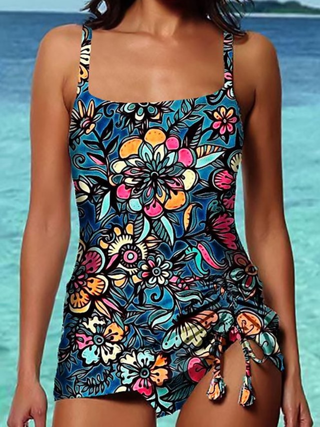 Women's Swimwear 2 Piece Normal Swimsuit Patchwork Printing Floral ...