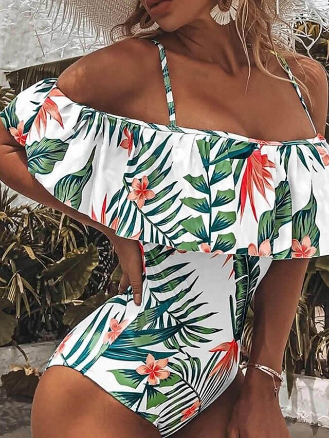 Womens Clothing Womens Swimwear | Womens Swimwear One Piece Monokini Bathing Suits Normal Swimsuit Backless Tummy Control Ruffle