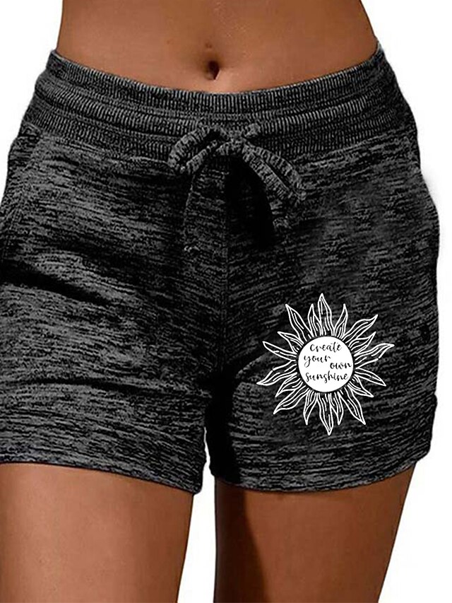 Womens Clothing Womens Bottoms | Womens Casual / Sporty Athleisure Shorts Drawstring Print Short Pants Casual Weekend Micro-elas