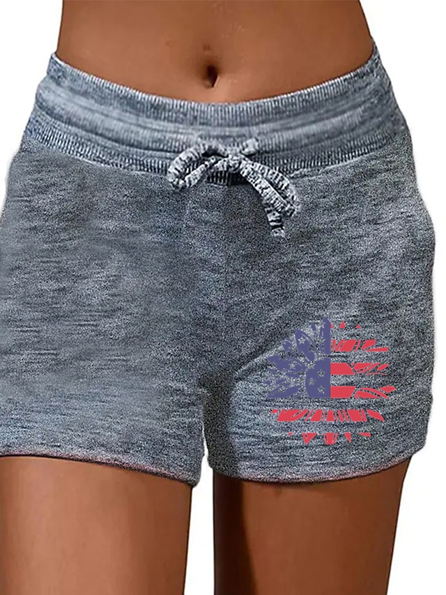 Womens Clothing Womens Bottoms | Womens Casual / Sporty Athleisure Shorts Drawstring Print Short Pants Casual Weekend Micro-elas