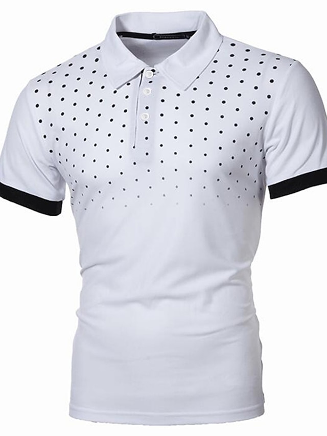  Men's Tennis Shirt Polo Shirt Work Business Collar Polo Collar Short Sleeve Streetwear Basic Graphic Polka Dot Print Regular Fit Black White Wine Navy Blue Blue Orange Tennis Shirt