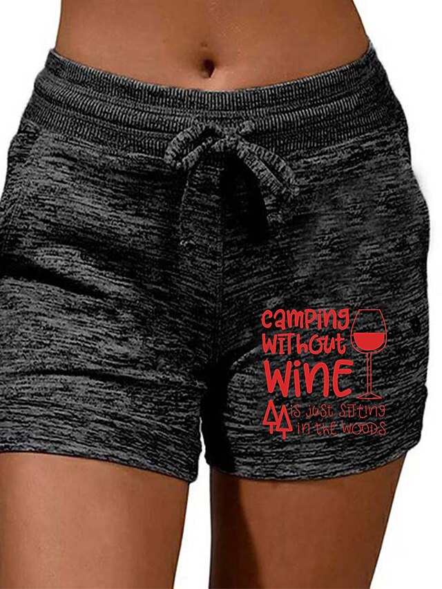 Womens Clothing Womens Bottoms | Womens Casual / Sporty Athleisure Shorts Drawstring Print Short Pants Casual Weekend Micro-elas