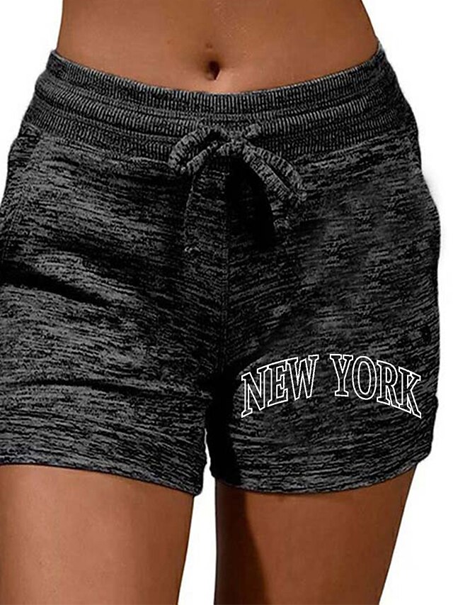 Womens Clothing Womens Bottoms | Womens Casual / Sporty Athleisure Shorts Drawstring Print Short Pants Casual Weekend Micro-elas